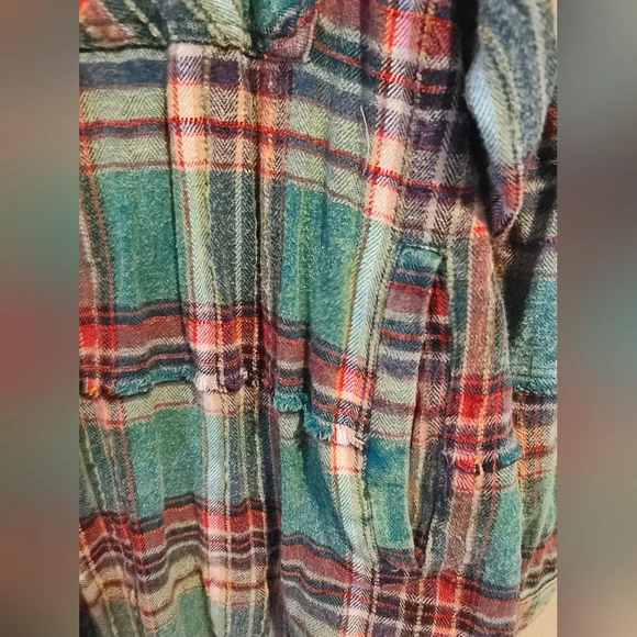 Oli & Hali Green Plaid Flannel Oversized Button-Up Shirt Sz XL - Picture 4 of 10
